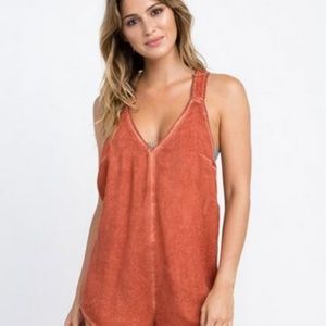 RVCA Itemized Romper Red Clay M/L NWT